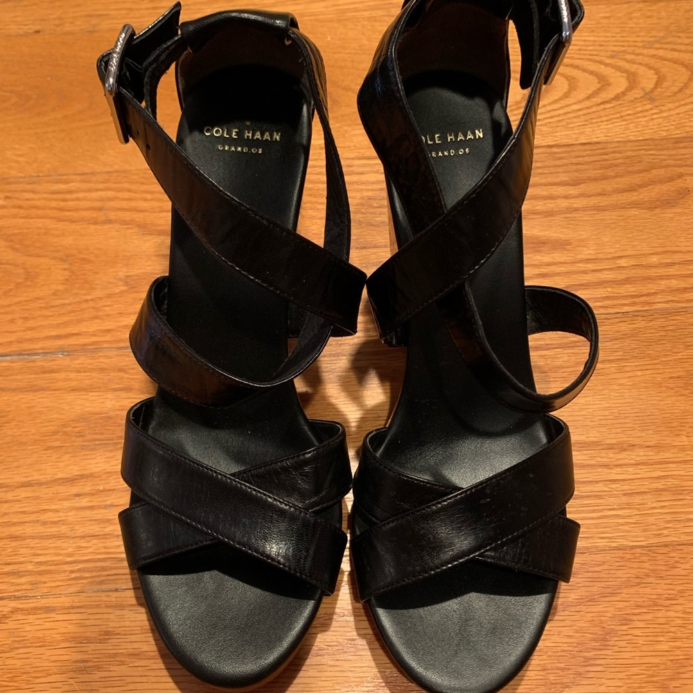 💫Cole Haan Black leather wedge sandal💫